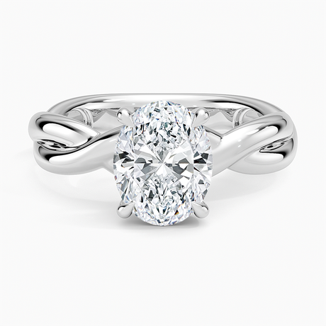 14K White Gold Hazel Twist Solitaire Diamond Ring