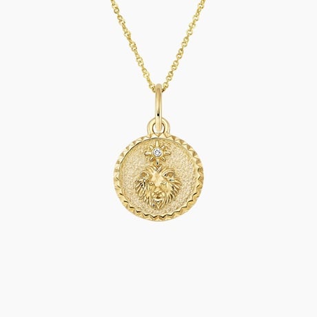 Mini Leo Zodiac Diamond Medallion Necklace