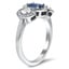 Three Stone Oval Sapphire Halo Ring, smallview