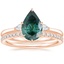 14K Rose Gold Perfect Fit Three Stone Pear Diamond Ring with Luxe Ballad Diamond Ring