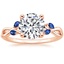 14K Rose Gold Willow Ring With Sapphire Accents, smalltop view