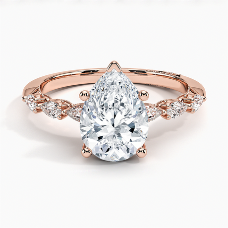 18K Rose Gold Tacori Sculpted Crescent Pear Diamond Ring