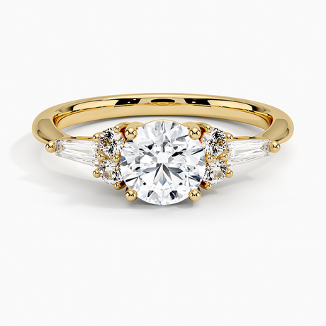Round and Tapered Baguette Engagement Ring