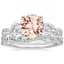 PT Morganite Three Stone Luxe Willow Diamond Ring with Luxe Winding Willow Diamond Ring, smalltop view