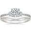 18K White Gold Luxe Blossom Diamond Ring with Petite Curved Wedding Ring