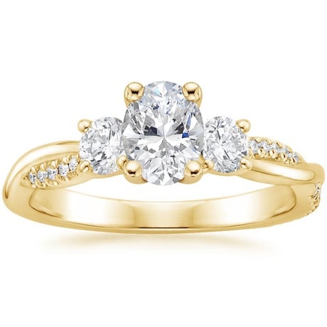 18K Yellow Gold Three Stone Petite Twisted Vine Diamond Bridal Set (1/2 ct. tw.)