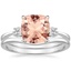 18KW Morganite Selene Diamond Ring (1/10 ct. tw.) with Petite Curved Wedding Ring, smalltop view