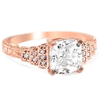 Custom Hand Engraved Rose Gold Step Ring