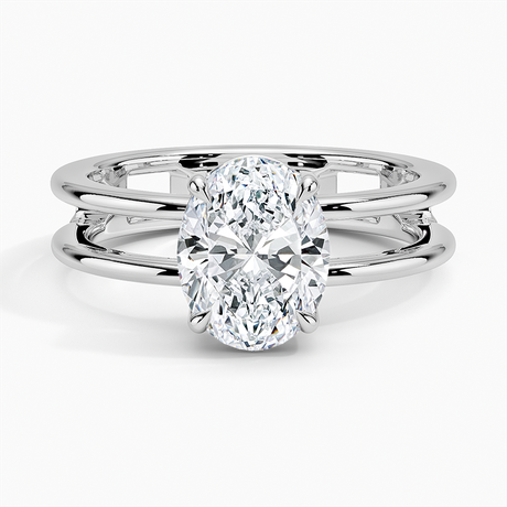 18K White Gold Aimee Open Double Band Solitaire Ring