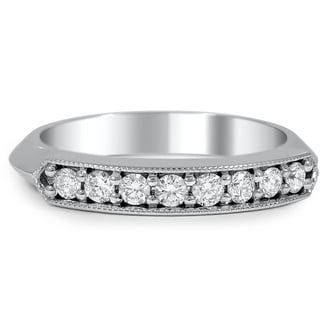Custom Art Nouveau Wedding Band with Milgrain