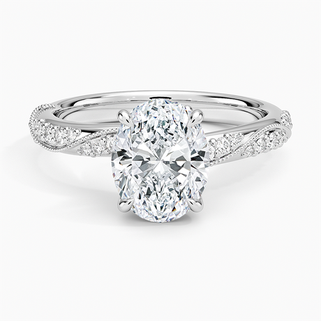 18K White Gold Camellia Hidden Accent 2.5mm Diamond Ring