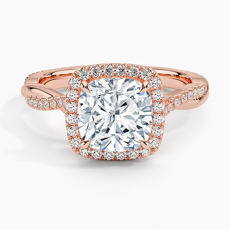 14K Rose Gold Petite Twisted Vine Halo Diamond Ring (1/4 ct. tw.)