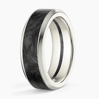 Blaze Black 7mm Wedding Ring in 18K White Gold