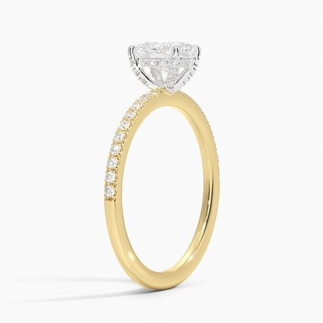Mixed Metal Hidden Diamond Accent Engagement Ring