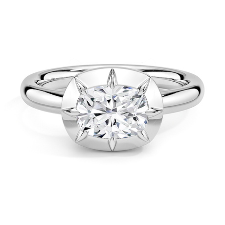 18K White Gold Harper East-West Bezel-Prong Solitaire Ring