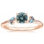 14K Rose Gold Camellia Indigo Milgrain Ring, smalltop view