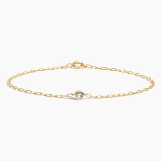 6.5 in. Aquamarine Bezel Paperclip Chain Bracelet