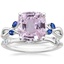 18K White Gold Willow Ring With Sapphire Accents with Willow Diamond Ring (1/10 ct. tw.)