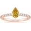 14K Rose Gold Petite Shared Prong Half Coverage Diamond Ring, smalltop view