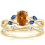 18K Yellow Gold Willow Ring With Sapphire Accents with Winding Willow Diamond Ring (1/8 ct. tw.)