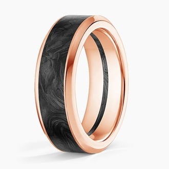 Blaze Black 7mm Wedding Ring in 14K Rose Gold