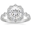 18K White Gold Cadenza Halo Diamond Ring, smalltop view