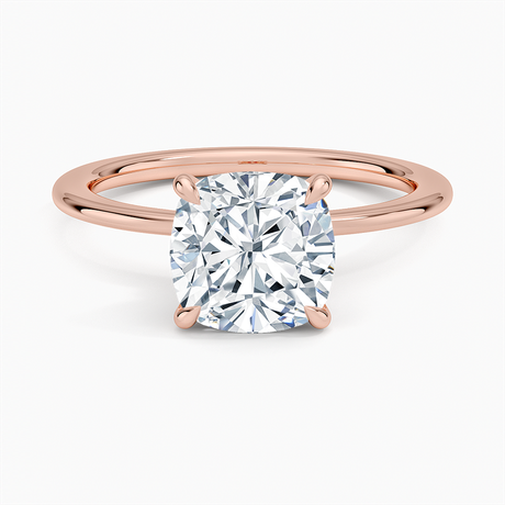 14K Rose Gold Petite Secret Halo Diamond Ring