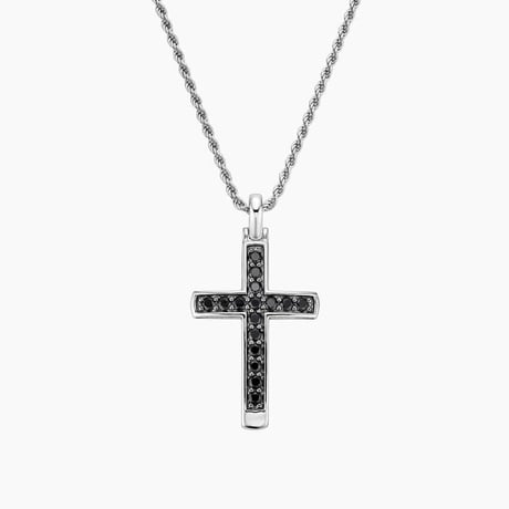 Black Spinel Cross Rope Chain Pendant
