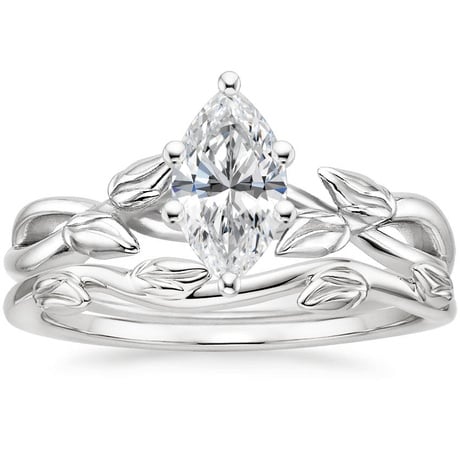 18K White Gold Budding Willow Ring with Winding Willow Ring