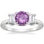 18K White Gold Embrace Three Stone Diamond Ring, smalltop view