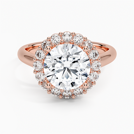 14K Rose Gold Lotus Flower Halo Diamond Ring (1/4 ct. tw.)