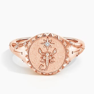 Scorpio Zodiac Diamond Signet Ring
