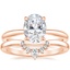 14K Rose Gold Freesia Ring with Lunette Diamond Ring