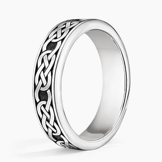 Black Rhodium Celtic Eternity Knot 6mm Wedding Ring in 18K White Gold