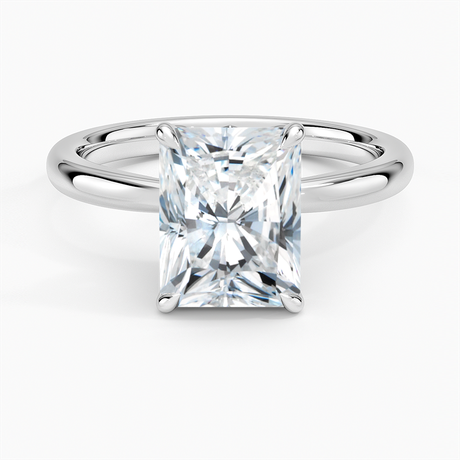 18K White Gold Petal 2mm Solitaire Ring
