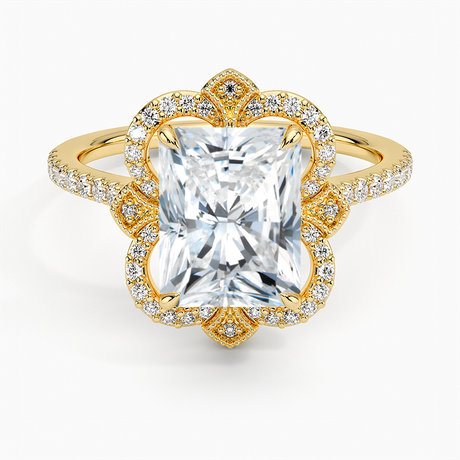 18K Yellow Gold Reina Halo Diamond Ring