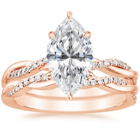14K Rose Gold Petite Twisted Vine Diamond Bridal Set (1/4 ct. tw.)