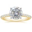 18K Yellow Gold Petite Shared Prong Half Coverage Diamond Ring, smalltop view