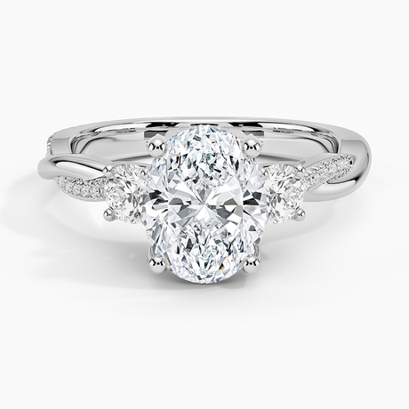Nature Inspired Three Stone Diamond Engagement Ring