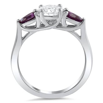 Custom Three Stone Trellis Ring with Pear Alexandrites