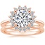 14K Rose Gold Sunburst Diamond Ring (1/4 ct. tw.) with Petite Comfort Fit Wedding Ring