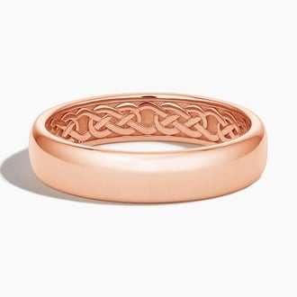 Hidden Celtic Knot 5mm Wedding Ring in 14K Rose Gold