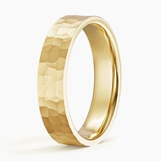 Flat Matte Canyon 5mm Wedding Ring in 18K Yellow Gold