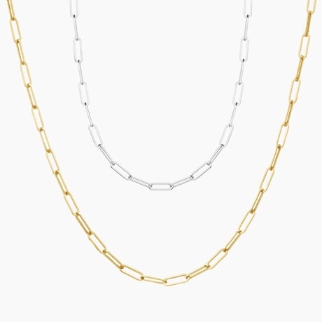 Mixed Metal Paperclip Chain Necklace Set