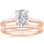 14K Rose Gold Petite Elodie Ring with Petite Comfort Fit Wedding Ring