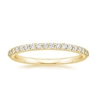 Moissanite Tressa Split Shank Solitaire Ring in 18K Yellow Gold