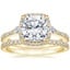 18K Yellow Gold Luxe Aria Halo Diamond Ring (1/4 ct. tw.) with Luxe Sia Diamond Open Ring (1/5 ct. tw.)