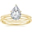 18K Yellow Gold Petite Secret Halo Diamond Ring with 1.5mm Slim Profile Wedding Ring