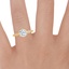 18K Yellow Gold Peony Diamond Ring, smallzoomed in top view on a hand