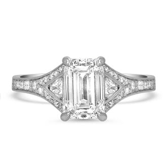 Custom Split Shank Trillion Diamond Ring